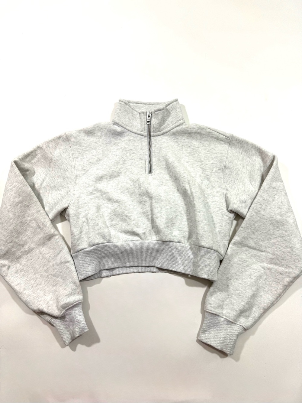 TNA Cropped Mock Neck Sweatshirt Grey